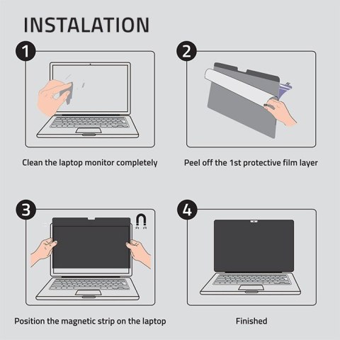 Filtr prywatyzujący RODO do MacBook Air 13.6 cala | Magnetyczny | Ochrona wzroku Qoltec