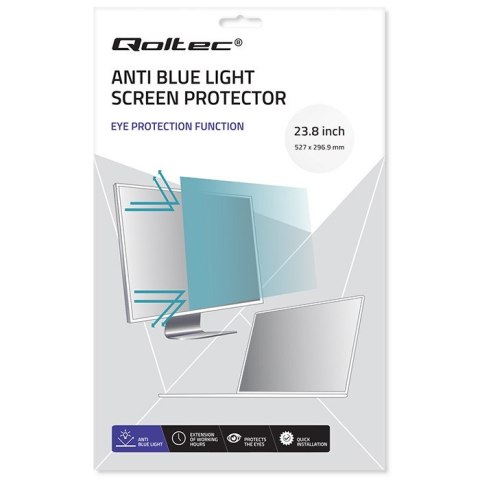 Filtr światła niebieskiego 23.8 cala | 16:9 | Ochrona wzroku | Anti Glare | Matowy | na monitor Qoltec Filtr światła niebieskiego 23.8 cala | 16:9 | Ochrona wzroku | Anti Glare | Matowy | na monitor Qoltec