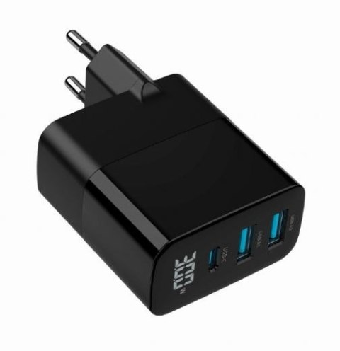 Ładowarka GaN 2xA 1xC LCD 30W PD QC3.0 czarna Gembird