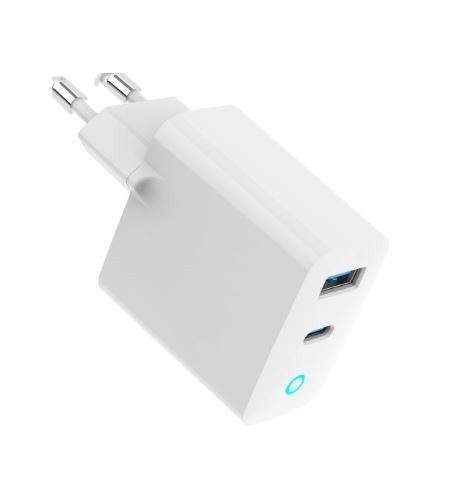 Ładowarka USB-A/C GaN LED 30W PD QC3.0 biała Gembird