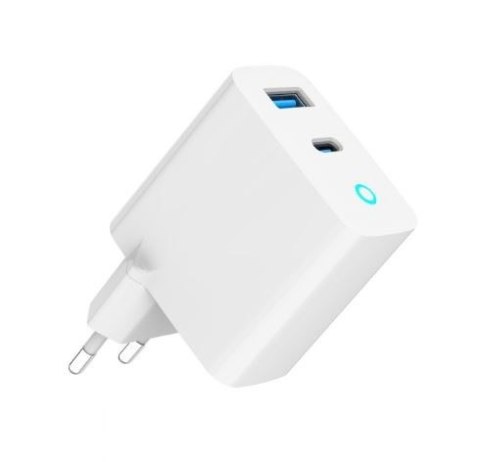 Ładowarka USB-A/C GaN LED 30W PD QC3.0 biała Gembird