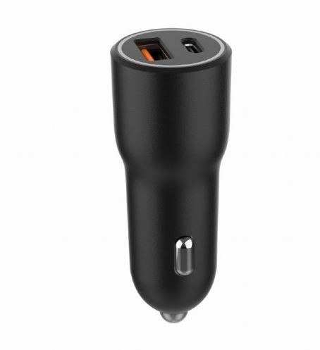 Ładowarka samochodowa USB-A/USB-C 38W PD czarna Gembird