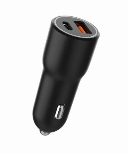 Ładowarka samochodowa USB-A/USB-C 38W PD czarna Gembird