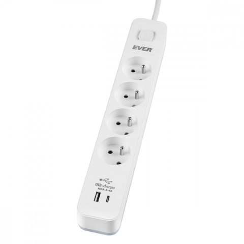 Listwa antyprzepięciowa PROTECT 4PL 1A1C USB T/LZ12-PRO015/1000 EVER