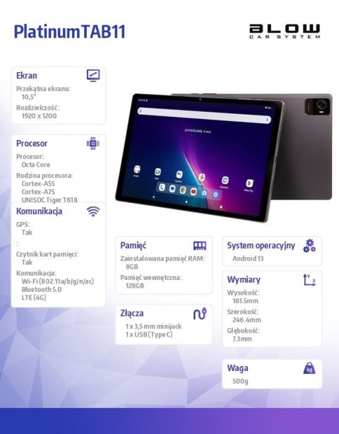 Tablet Platinum TAB11 4G 8/128GB BLOW Tablet Platinum TAB11 4G 8/128GB BLOW