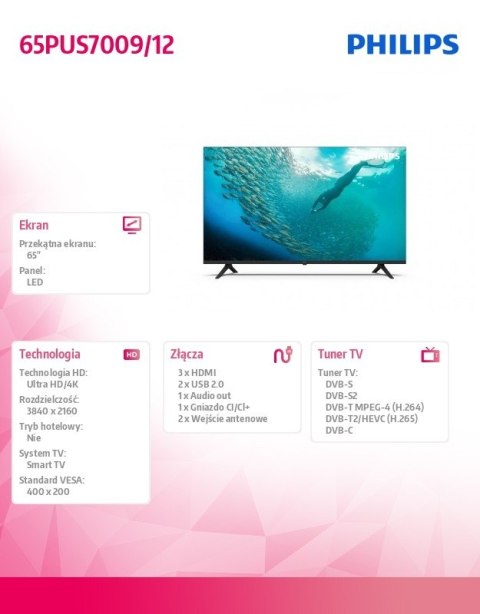 Telewizor 65 cali LED 65PUS7009/12 Philips