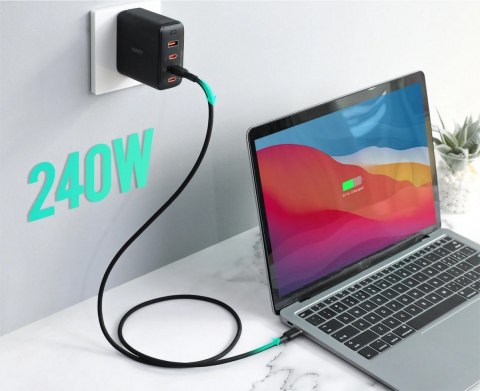 CB-SCC241 kabel USB-C - USB-C 1m 240W PD 5A 20V silikonowy czarny AUKEY