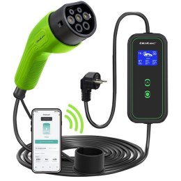 Mobilna ładowarka do samochodu EV z regulacją 2w1 Typ2 | 3.5kW | 230V | WiFi | LCD | Przenona | Wallbox | 5m Qoltec