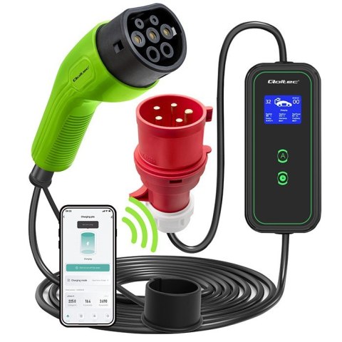Mobilna ładowarka do samochodu elektrycznego EV z regulacją 2w1 Typ2 | 7kW | 230V | CEE 3 PIN | WiFi | LCD | Przenosna | Wallbo Qoltec Mobilna ładowarka do samochodu elektrycznego EV z regulacją 2w1 Typ2 | 7kW | 230V | CEE 3 PIN | WiFi | LCD | Przenosna | Wallbo Qoltec