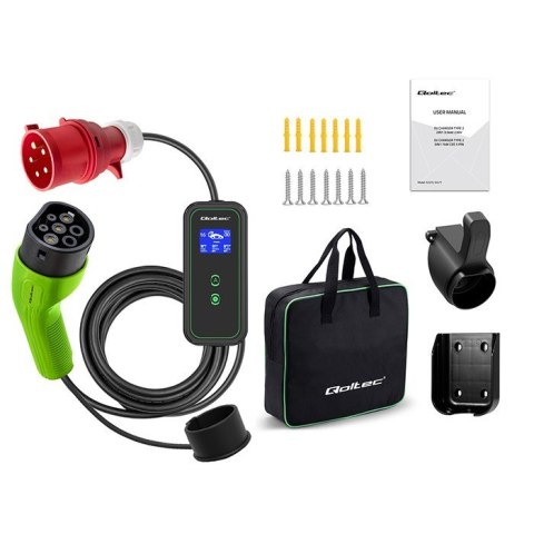 Mobilna ładowarka do samochodu elektrycznego EV z regulacją 2w1 Typ2 | 7kW | 230V | CEE 3 PIN | WiFi | LCD | Przenosna | Wallbo Qoltec Mobilna ładowarka do samochodu elektrycznego EV z regulacją 2w1 Typ2 | 7kW | 230V | CEE 3 PIN | WiFi | LCD | Przenosna | Wallbo Qoltec