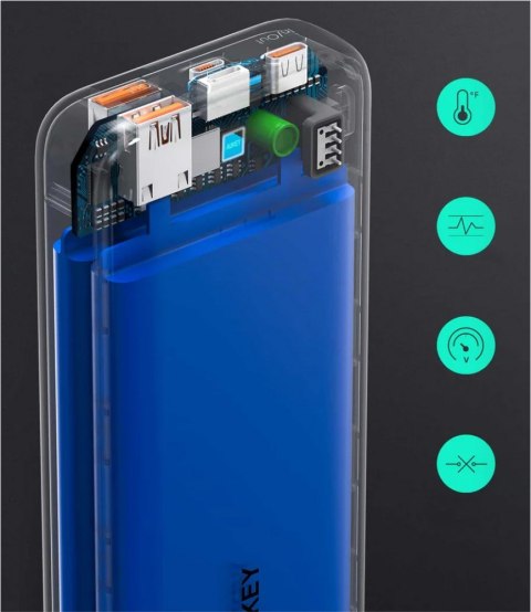 PB-N74S Power Bank 20000 mAh 5xUSB Quick Charge 3.0 Power Delivery 3.0 22.5W SCP LED kabel USB-C AUKEY