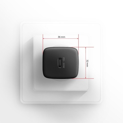 ACU-PD30 Ładowarka sieciowa PD 30W, 1x port USB-C, PD3.0/QC3.0/AFC/FCP/Apple Czarna AXAGON
