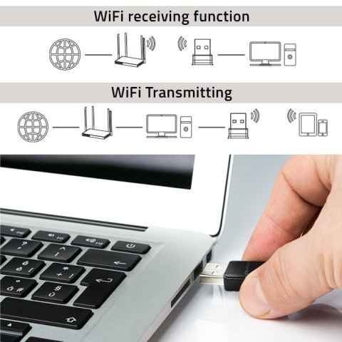 Adapter bezprzewodowy Ultra szybki DUAL mini WiFi 2 x 2dBi Standard AC | 1300Mbps Qoltec Adapter bezprzewodowy Ultra szybki DUAL mini WiFi 2 x 2dBi Standard AC | 1300Mbps Qoltec