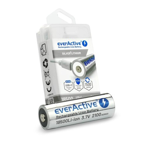 Akumulator 18500 3,7V Li-ion 2100 mAh USB-C EverActive