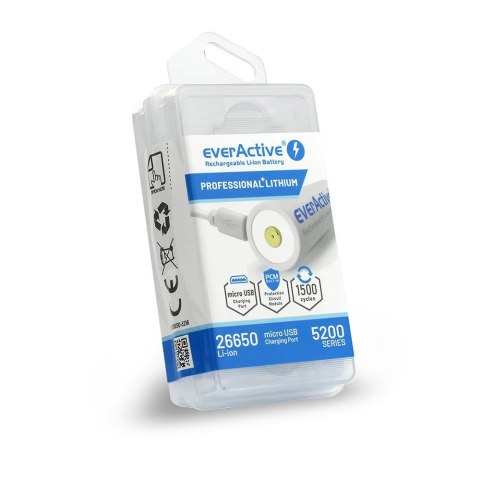 Akumulator 26650 3,7V Li-ion 5200 mAh micro USB EverActive Akumulator 26650 3,7V Li-ion 5200 mAh micro USB EverActive
