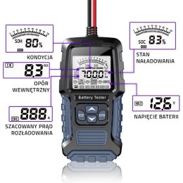 Cyfrowy tester akumulatora z wyświetlaczem LCD | 12V | 24V | 3Ah-250Ah Qoltec