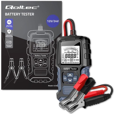 Cyfrowy tester akumulatora z wyświetlaczem LCD | 12V | 24V | 3Ah-250Ah Qoltec Cyfrowy tester akumulatora z wyświetlaczem LCD | 12V | 24V | 3Ah-250Ah Qoltec