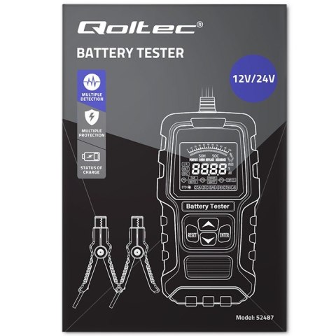 Cyfrowy tester akumulatora z wyświetlaczem LCD | 12V | 24V | 3Ah-250Ah Qoltec Cyfrowy tester akumulatora z wyświetlaczem LCD | 12V | 24V | 3Ah-250Ah Qoltec