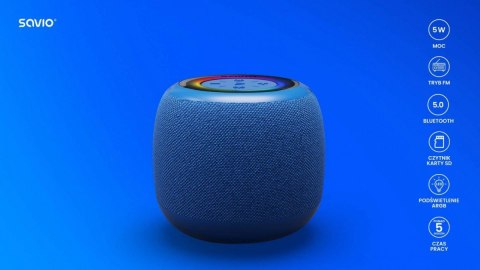 Głośnik bezprzewodowy Bluetooth 5W, BS-042, Niebieski Savio