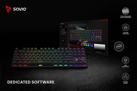Klawiatura mechaniczna RGB Tempest X2 Outemu Blue Savio