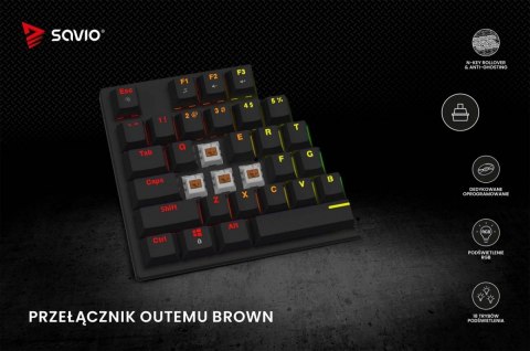 Klawiatura mechaniczna RGB Tempest X2 Outemu Brown Savio