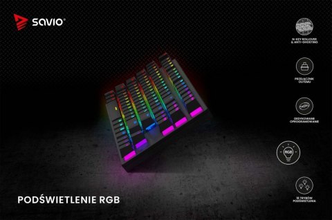 Klawiatura mechaniczna RGB Tempest X2 Outemu Brown Savio