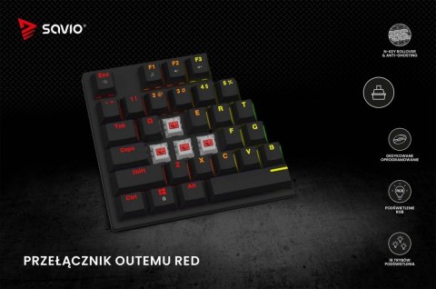 Klawiatura mechaniczna RGB Tempest X2 Outemu Red Savio