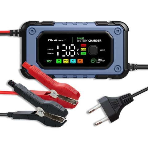 Prostownik do akumulatora z funkcją naprawy | Inteligentna mikroprocesorowa ładowarka | 12V | 7A | LED | 4 tryby Qoltec