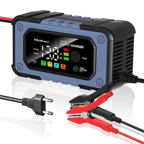 Prostownik do akumulatora z funkcją naprawy | Inteligentna mikroprocesorowa ładowarka | 12V | 7A | LED | 4 tryby Qoltec