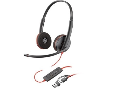 Słuchawki Blackwire 3220 USB-A/C 8X2J9A6 Czarne POLY Słuchawki Blackwire 3220 USB-A/C 8X2J9A6 Czarne POLY