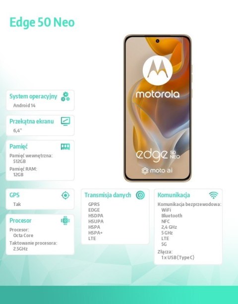 Smartfon Edge 50 neo 12/512, Pantone Latte Motorola Smartfon Edge 50 neo 12/512, Pantone Latte Motorola