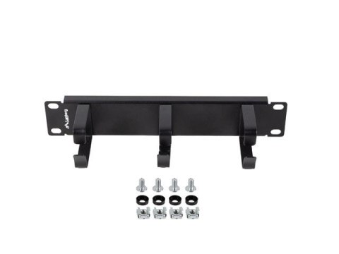 Organizer kabli 10 cali z 3 metalowymi uchwytami TYP B czarny Lanberg
