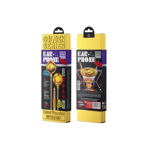 Słuchawki przewodowe Sakin Series - jack 3,5 mm Złote WEKOME