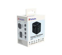 Adapter podróżny UTA-02 49544 180 krajów, ładowarka 20 W, QC 3.0. 1x USB-C, 1x USB-A Verbatim