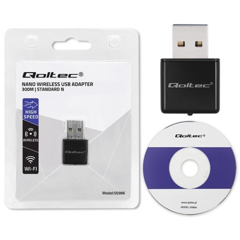 Bezprzewodowy ultra szybki mini adapter NANO WiFi | Standard N | USB 2.0 | 300Mbps Qoltec Bezprzewodowy ultra szybki mini adapter NANO WiFi | Standard N | USB 2.0 | 300Mbps Qoltec