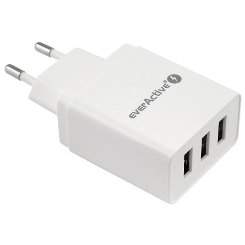 Ładowarka sieciowa 3x USB 3,4A Iq smart charging Biała EverActive Ładowarka sieciowa 3x USB 3,4A Iq smart charging Biała EverActive