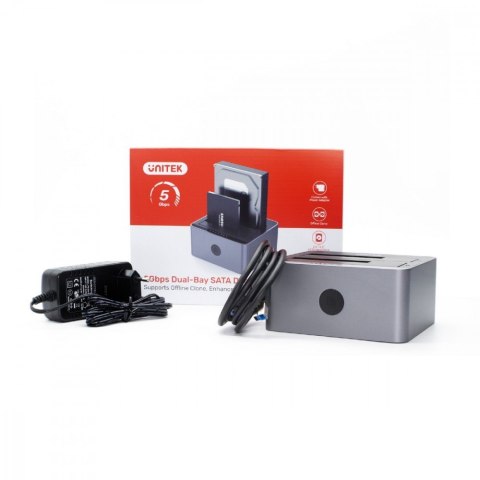 Stacja klonująca dyski 2,5/3,5 USB 5 Gbps; Y-3026GY01-EU