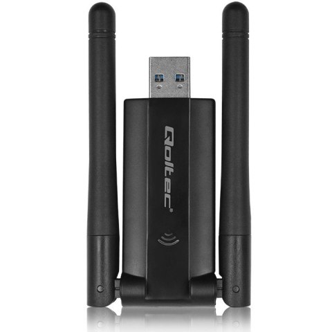 Szybki bezprzewodowy adapter USB DUAL Wi-Fi 2 x 2dBi | Standard AC | USB 3.0 | 1200Mbps Qoltec Szybki bezprzewodowy adapter USB DUAL Wi-Fi 2 x 2dBi | Standard AC | USB 3.0 | 1200Mbps Qoltec