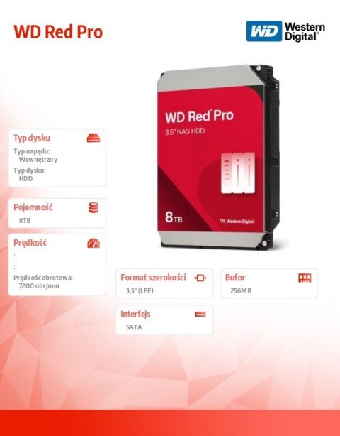 Dysk HDD Red Pro 8TB 3,5 SATA III WD8005FFBX Western Digital