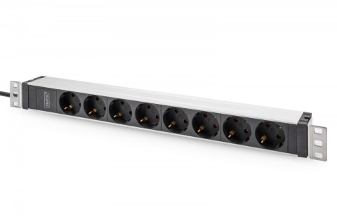 Listwa zasilająca PDU 19" Rack, 8x gniazdo ze stykami ochronnymi unischuko 16A/230V, 1x wtyczka IEC C20, 16A, przewód zasilający Digitus