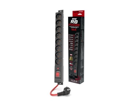 Listwa zasilająca R8 POWER 1.5M 8X 230V PL Czarna 16A Acar Listwa zasilająca R8 POWER 1.5M 8X 230V PL Czarna 16A Acar