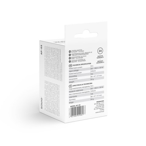 Adapter podróżny, gniazdo EU wtyk US AP-03 Savio