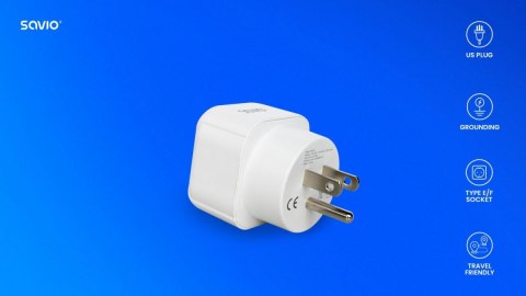 Adapter podróżny, gniazdo EU wtyk US AP-03 Savio