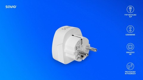 Adapter podróżny, gniazdo UK wtyk EU AP-02 Savio