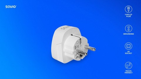 Adapter podróżny, gniazdo UK wtyk EU AP-02 Savio