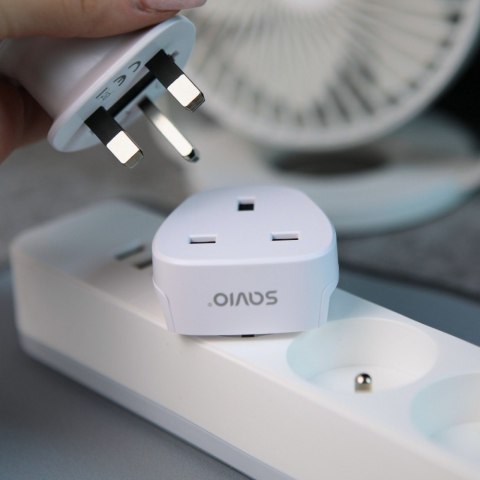 Adapter podróżny, gniazdo UK wtyk EU AP-02 Savio