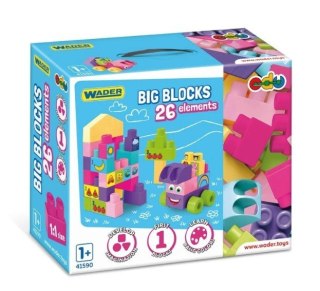 Klocki 26 elementów Big Blocks różowe Wader