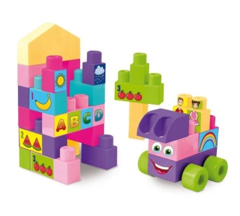Klocki 26 elementów Big Blocks różowe Wader