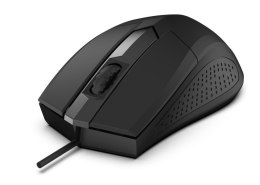 Mysz optyczna Focus USB, 1200DPI 3 przyciski i rolka, czułość 125Hz, kabel 1.8m, waga 66g Rebeltec