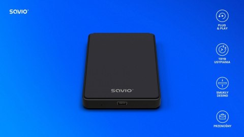 Obudowa na dysk zewnętrzny HDD / SSD 2.5" USB 2.0 AK-73 Savio